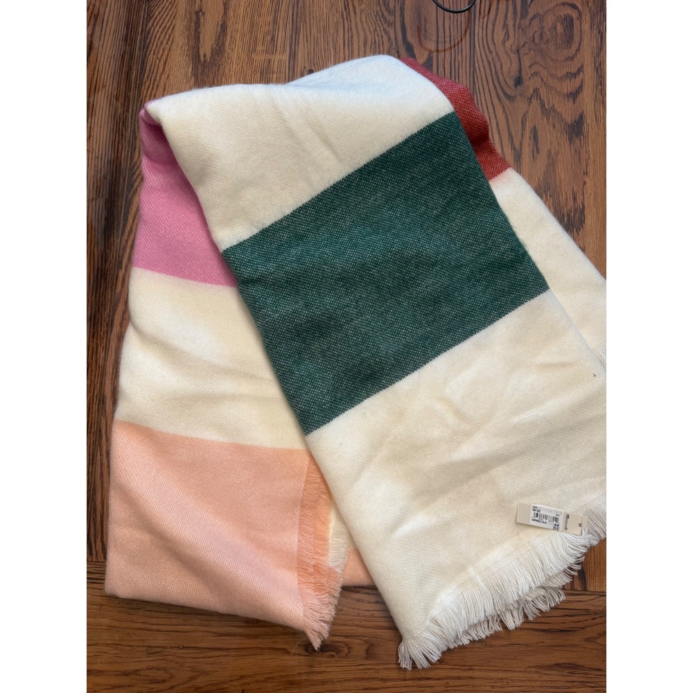 Madewell Blanket Scarf Womens OS Multicolor Colorblock Fringed K4349 NWT